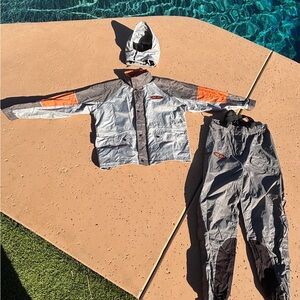 Harley-Davidson Rain Gear - Orange and Gray Jacket with detachable hood & Pants